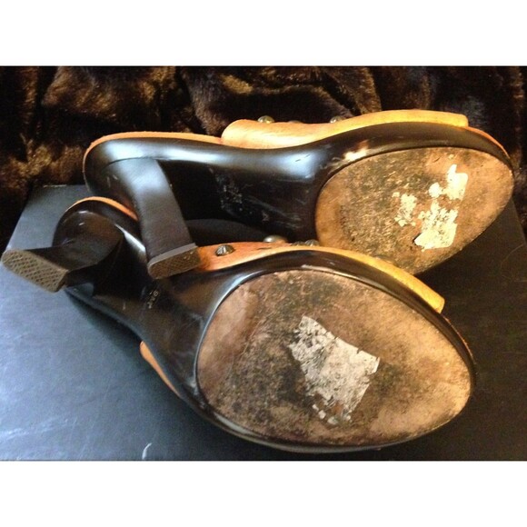 Laundry by Shelli Segal Leather Studded Mules 5" Block Heel Open Toe Moto Boho 9 - Picture 4 of 5